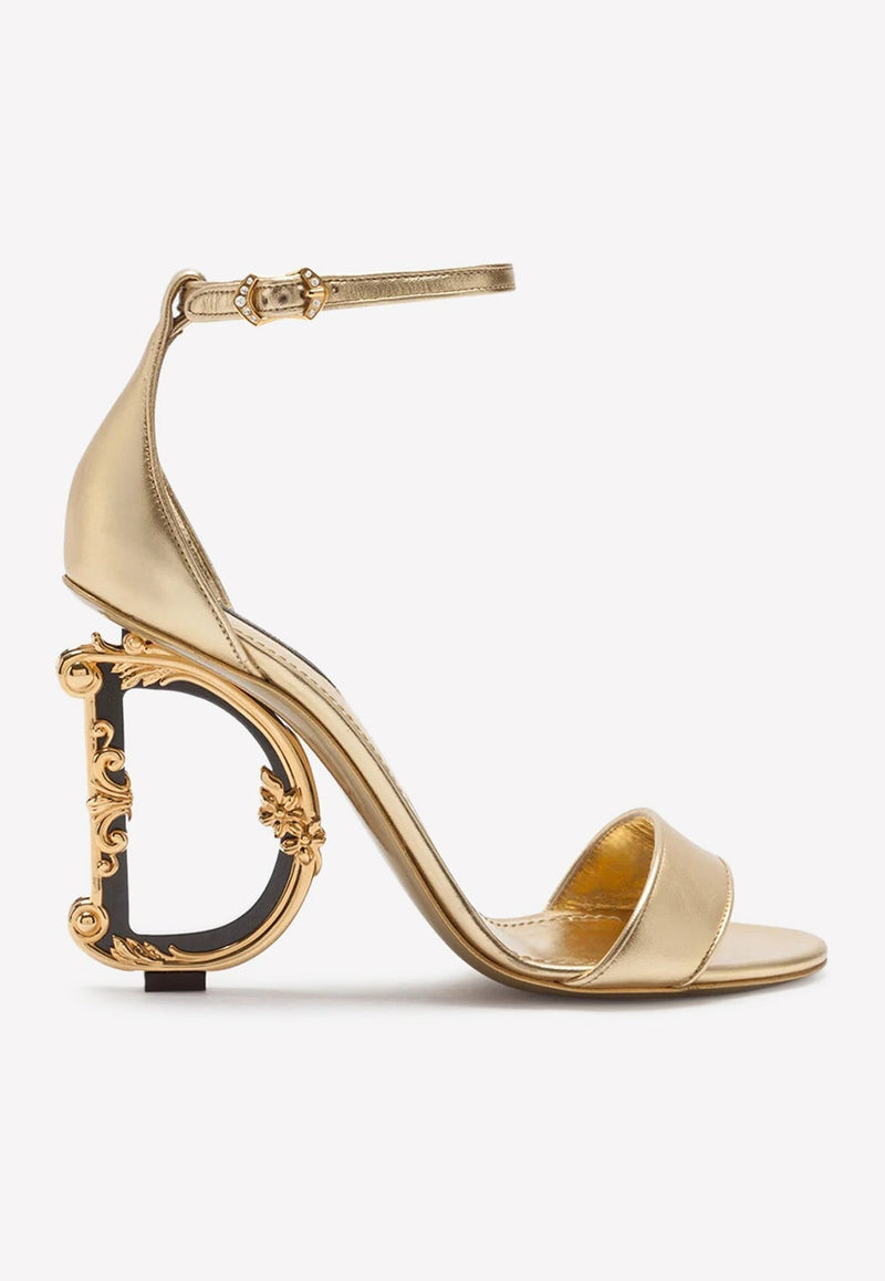 Keira 105 DG Baroque Heel Sandals in Metallic Leather