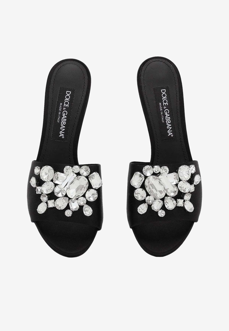 60 Crystal-Embellished Satin Mules