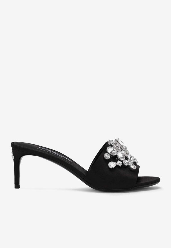 60 Crystal-Embellished Satin Mules