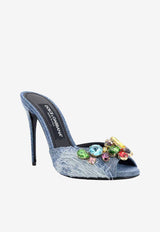 105 Crystal-Embellished Denim Mules