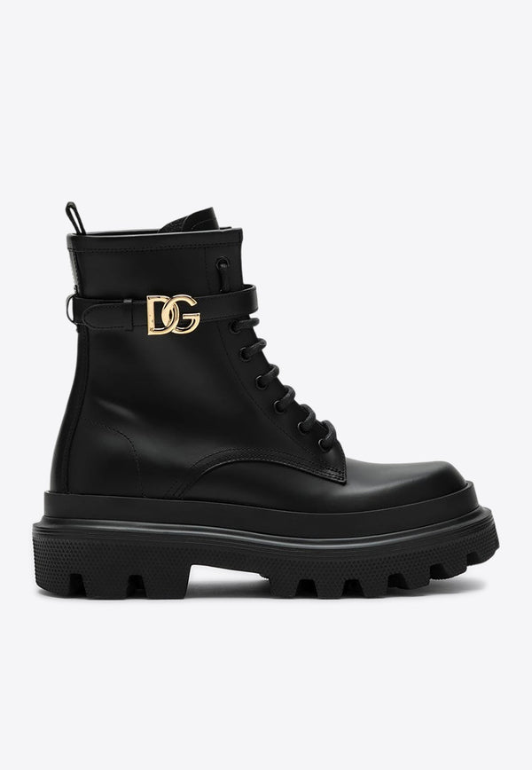 DG Logo Leather Lace-Up Boots