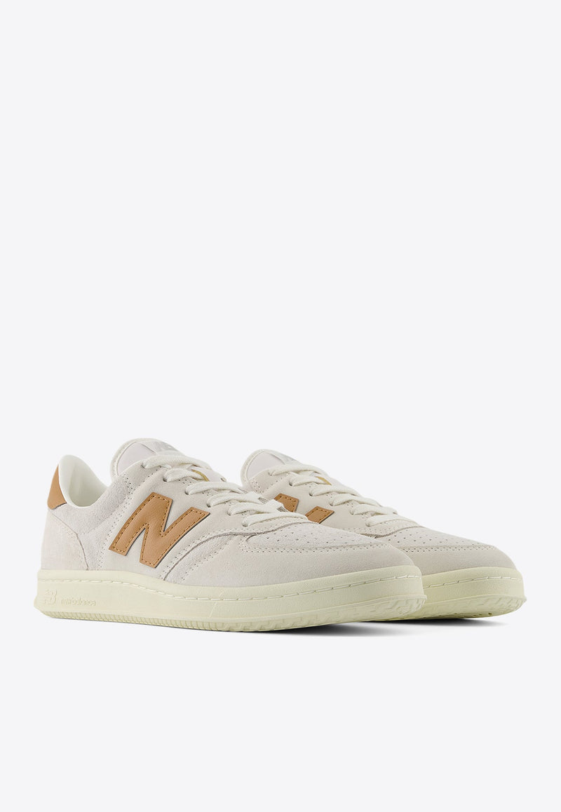 T500 Low-Top Sneakers in White with Brown