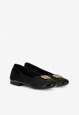 Girls Crystal DG Logo Ballet Flats in Patent Leather