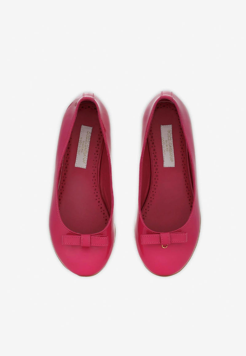 Girls DG Logo Patent Leather Ballet Flats