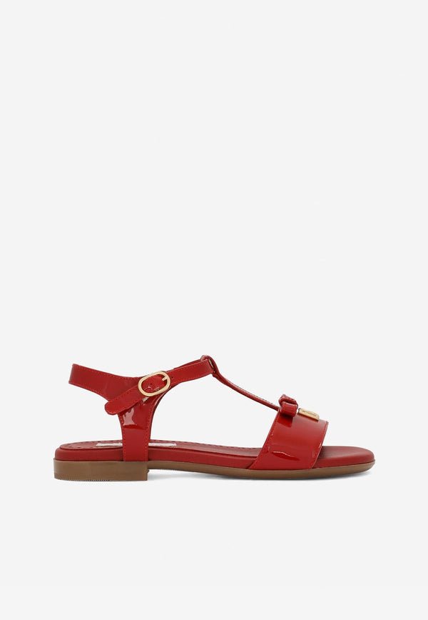 Girls DG Logo Patent Leather Sandals