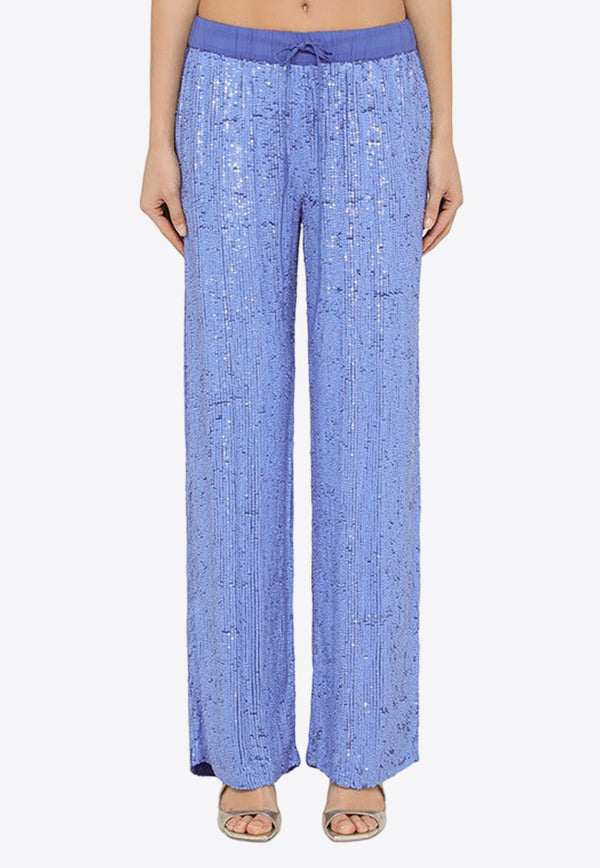 Straight-Leg Sequined Pants