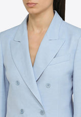 Double-Breasted Satin Blazer