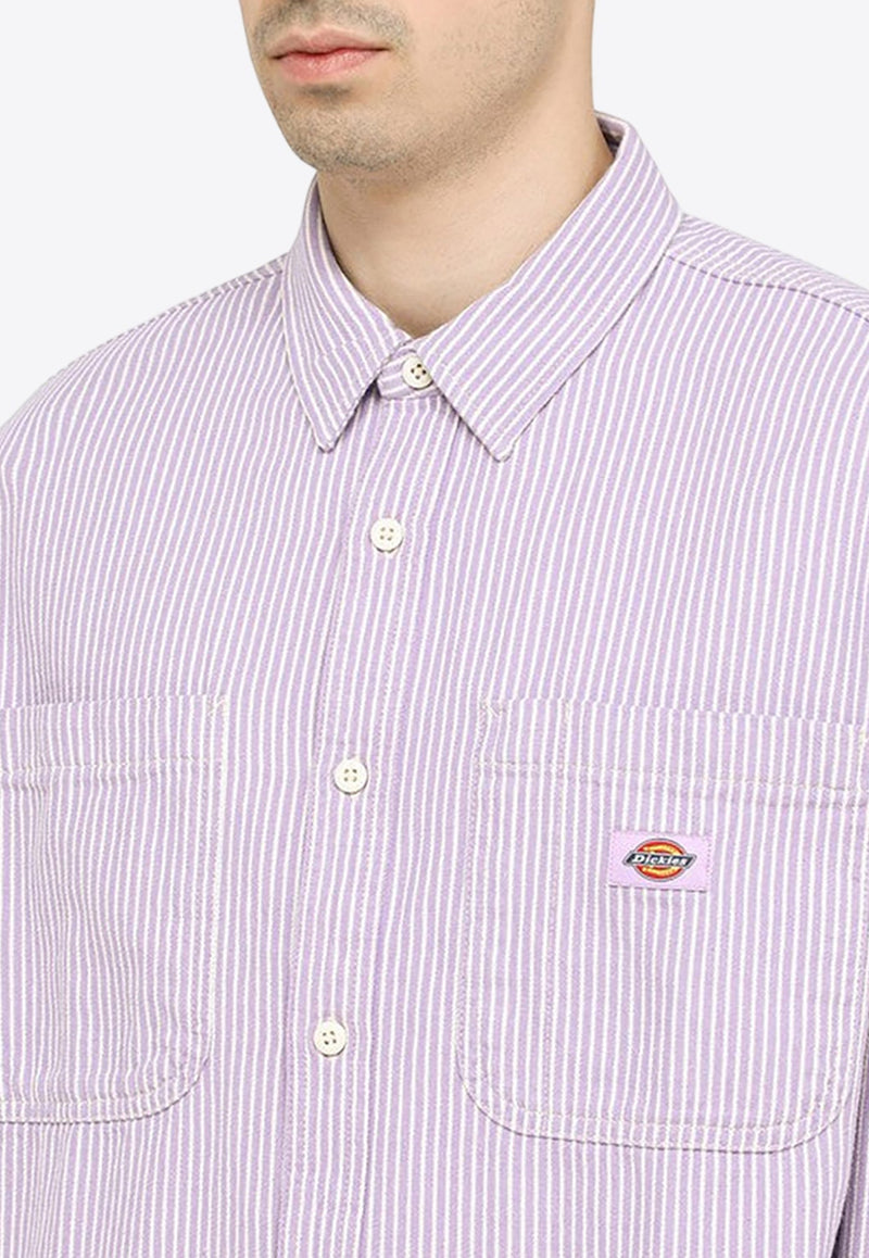 Logo Patch Long-Sleeved Stripe Shirt
