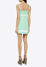 Wave Summer Mini Dress with Bow Detail
