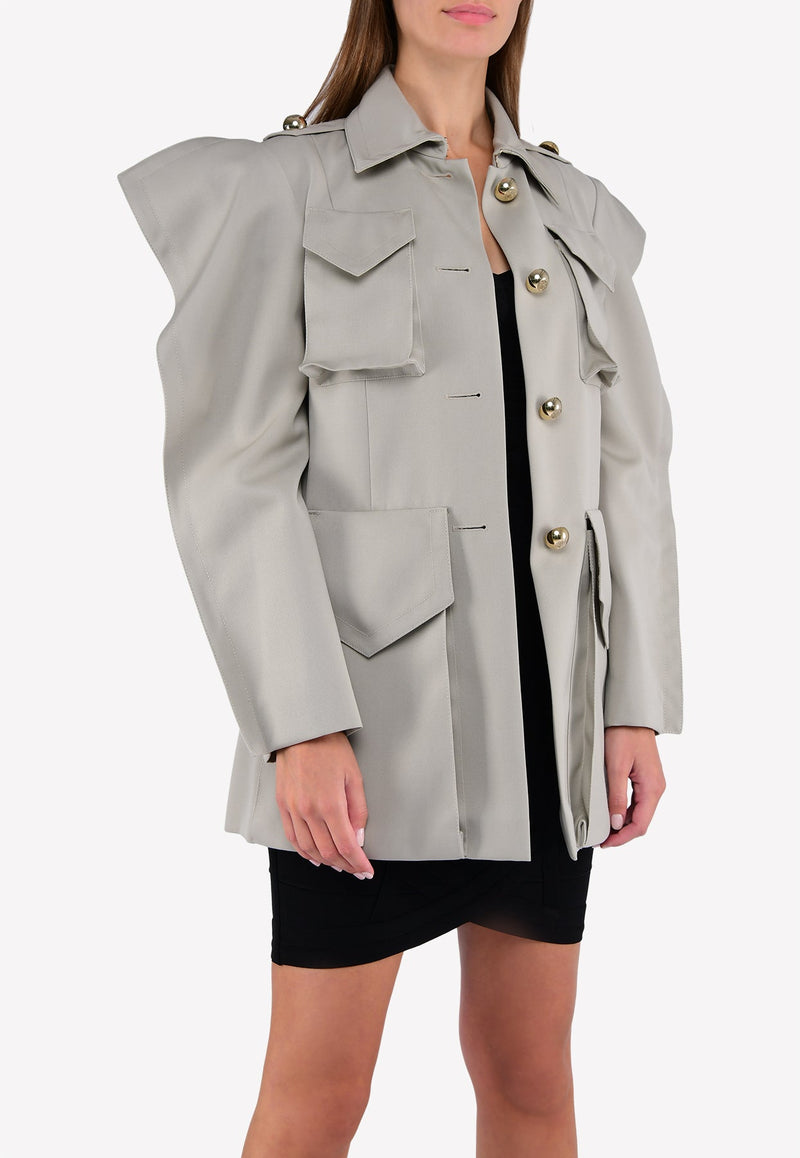 MILITARY JACKET WITH STRUCTURED SHOULDERS