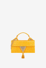 Downtown 24/7 Top Handle Bag in Croc-Embossed Leather
