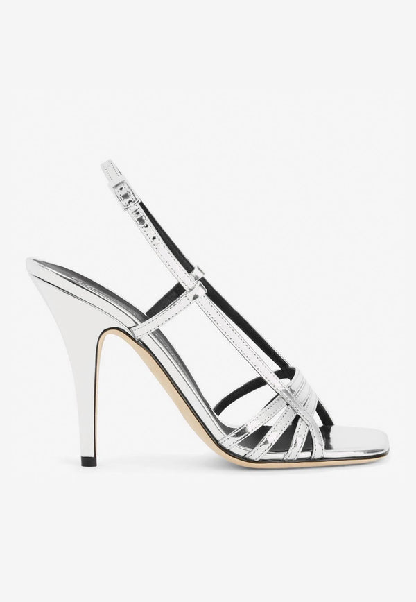 Lybra 105 Slingback Sandals in Mirrored Leather