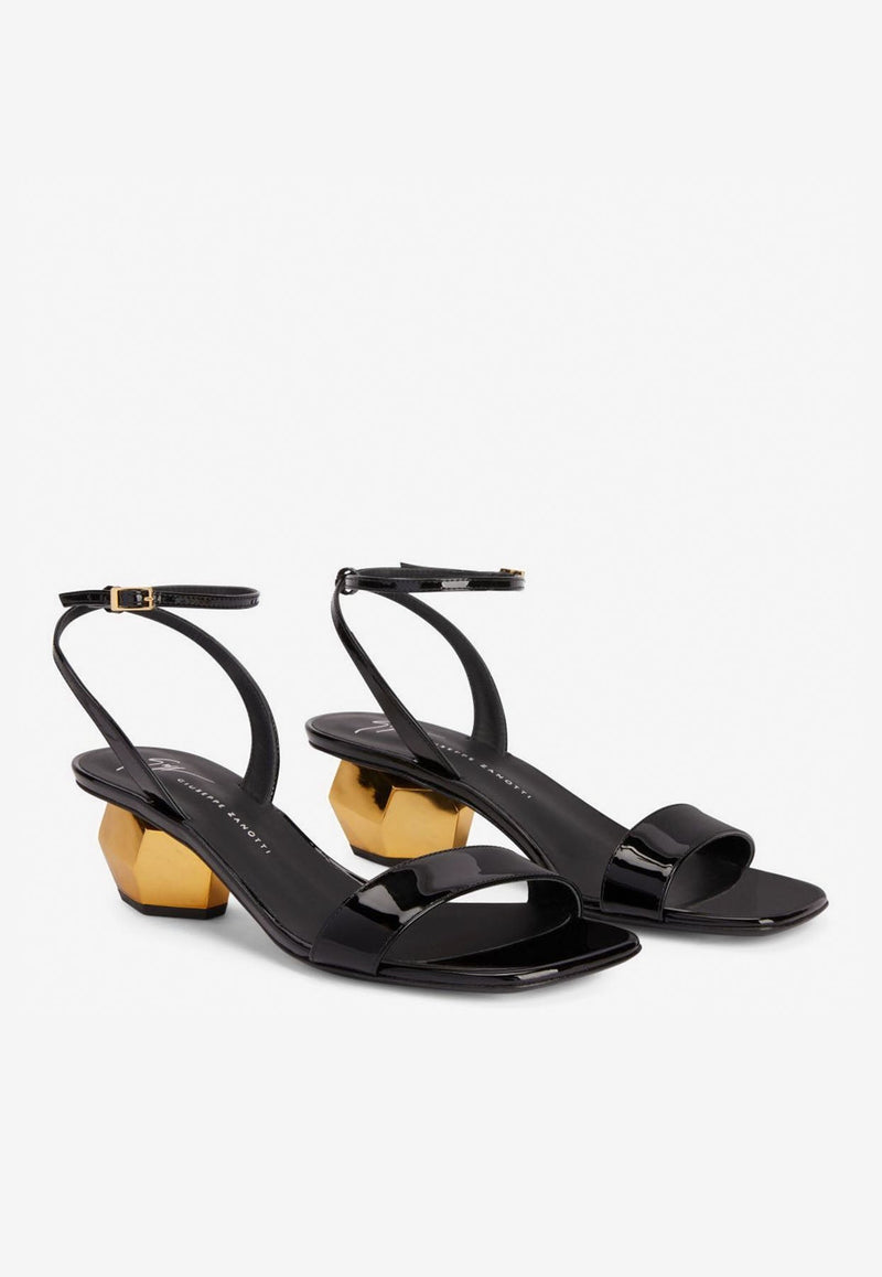 Magentha 45 Chunky Heel Sandals in Patent Leather