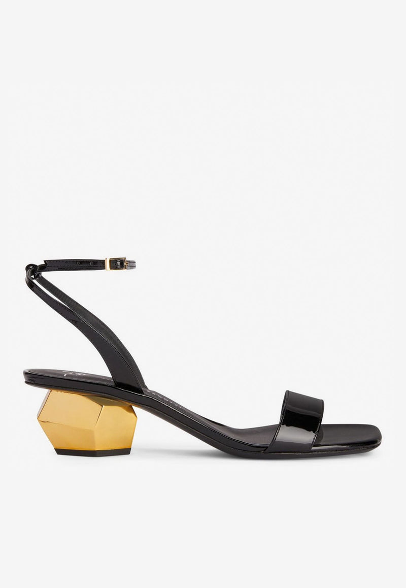 Magentha 45 Chunky Heel Sandals in Patent Leather