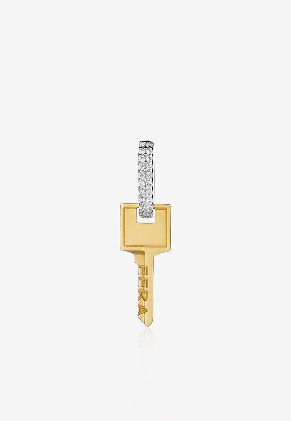 Special Order - Small Key Single Earring in 18-karat Yellow Gold with Diamonds