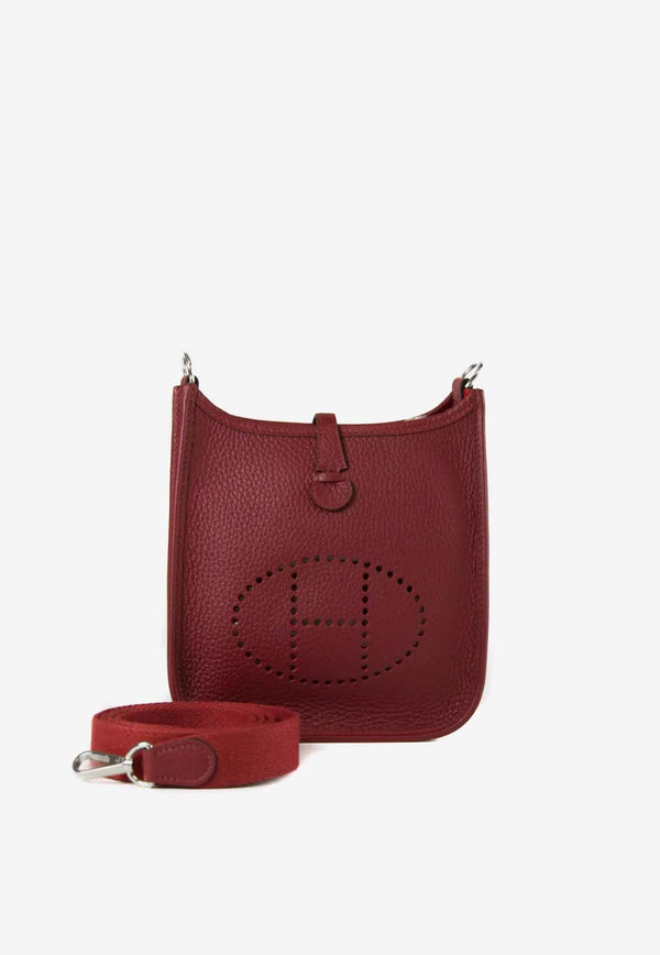 Mini Evelyne 16 in Rouge H Clemence Leather with Palladium Hardware