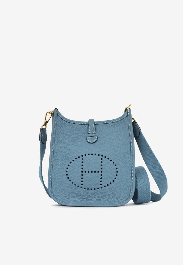 Mini Evelyne 16 in Bleu Jean Clemence Leather with Gold Hardware