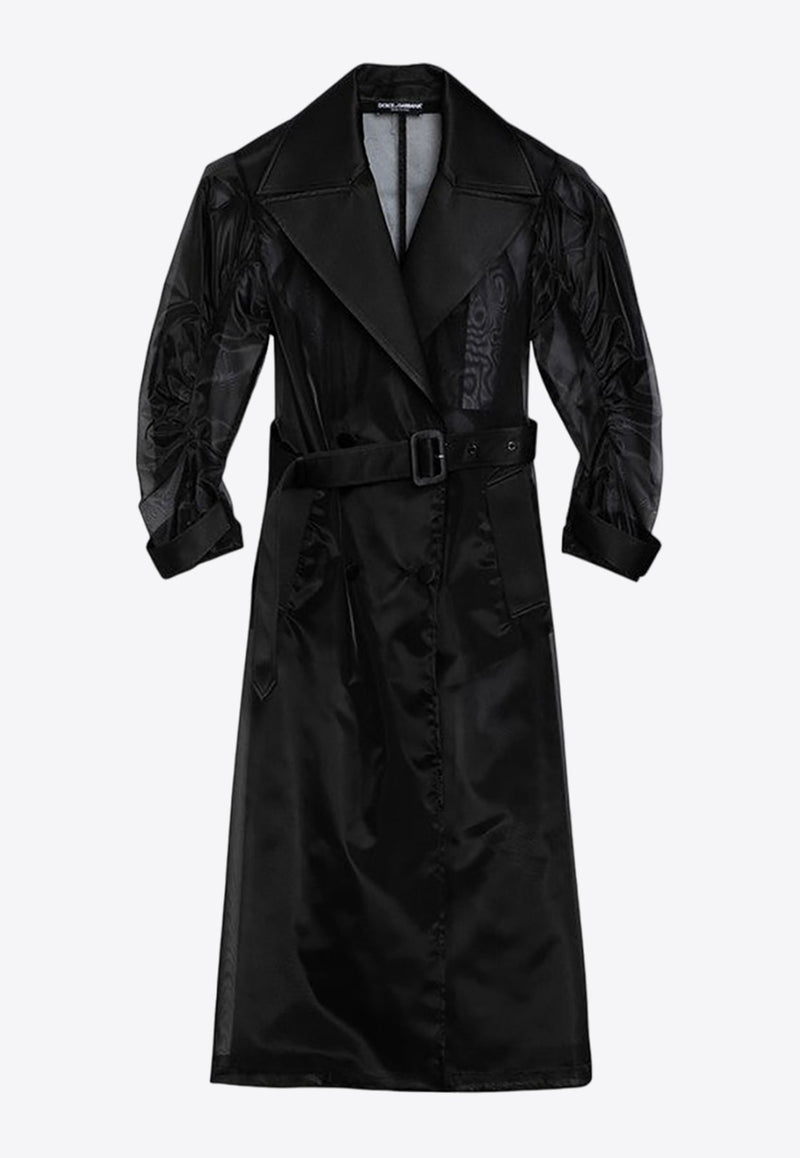 Semi-Sheer Belted Trench Coat