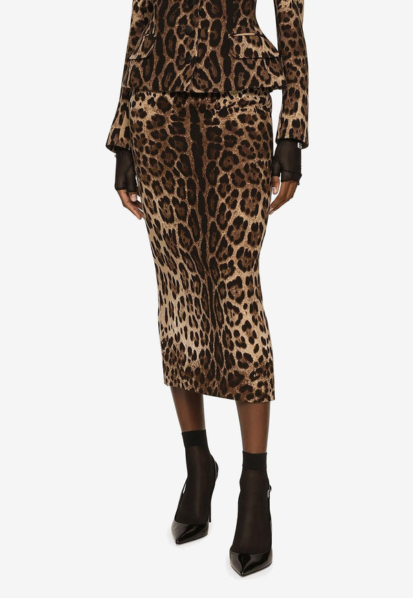 Leopard Print High-Waist Midi Shirt