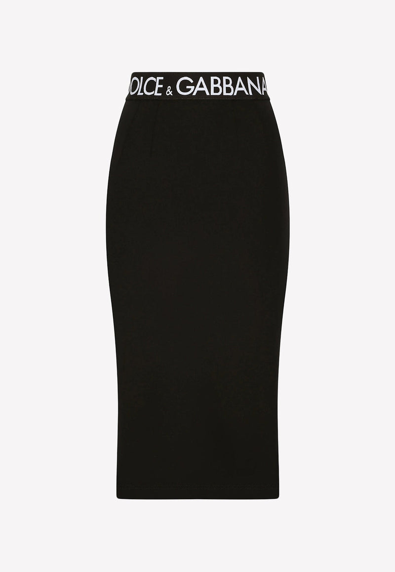 Logo Waistband Midi Pencil Skirt