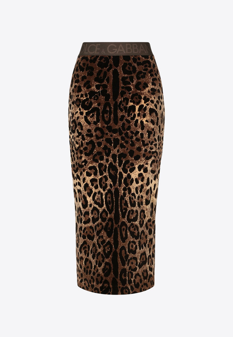 Leopard Print Midi Pencil Skirt