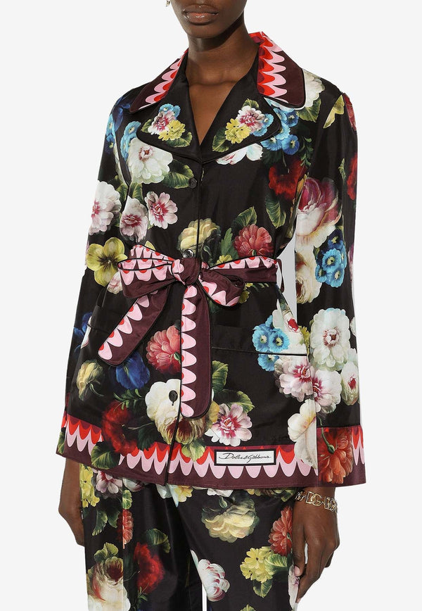 Floral Belted Shirt in Silk