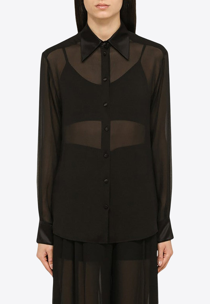 Semi-Sheer Silk Chiffon Shirt