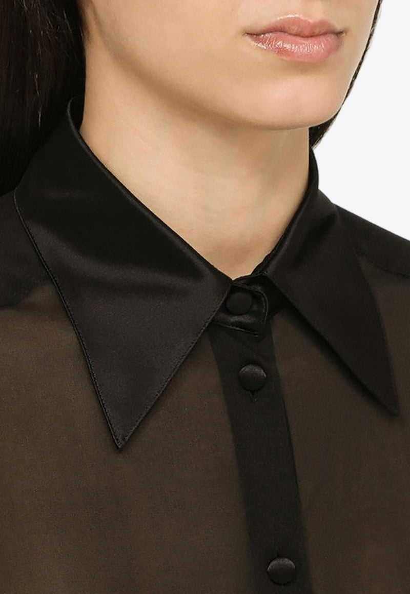 Semi-Sheer Silk Chiffon Shirt