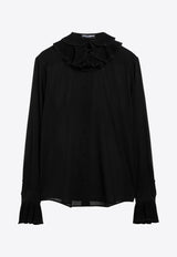 Frilled-Collar Silk-Blend Georgette Shirt