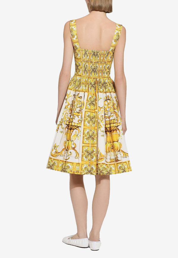 Majolica Print Knee-Length Corset Dress