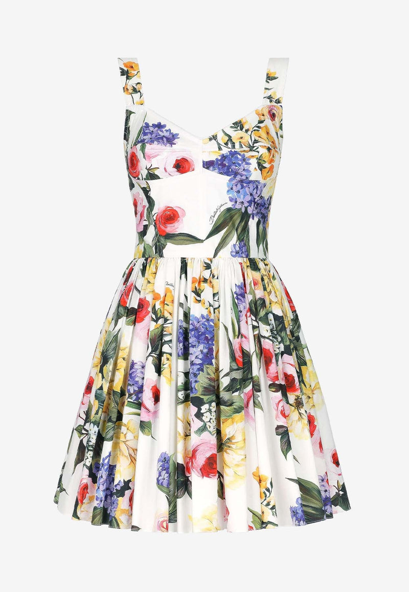 Garden-Print Mini Dress