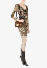 Leopard Print V-neck Charmeuse Mini Dress