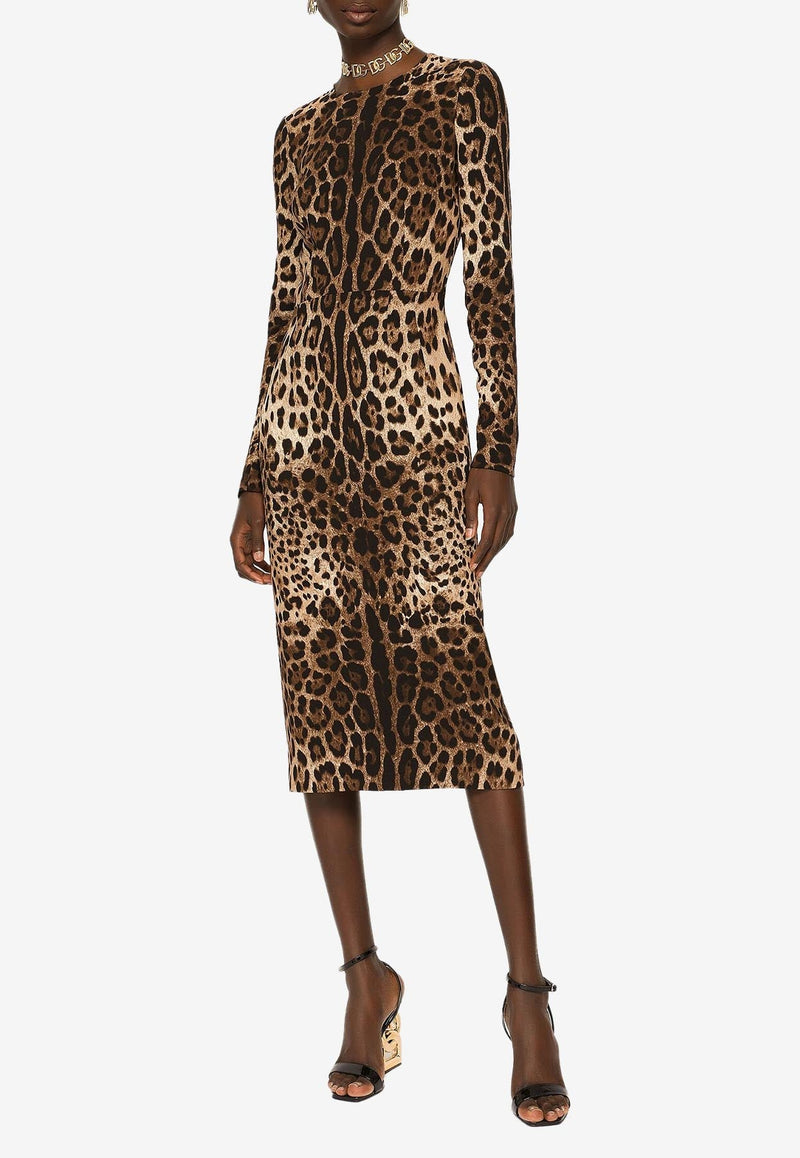 Leopard Print Midi Dress