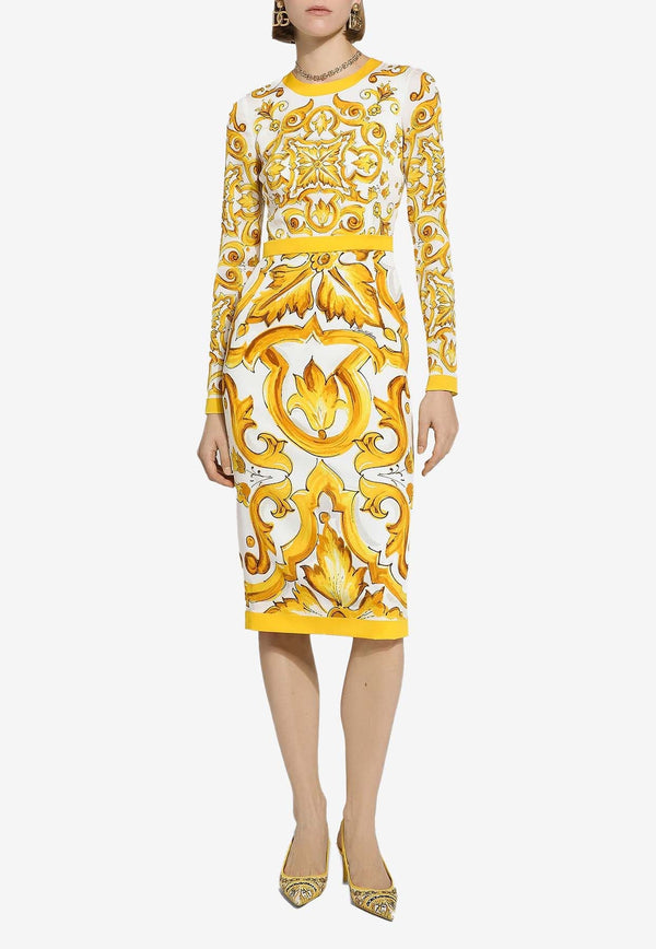 Majolica Print Midi Dress