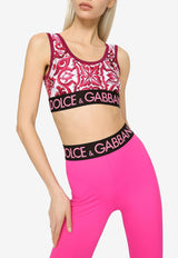 Majolica Print Logo Cropped Top