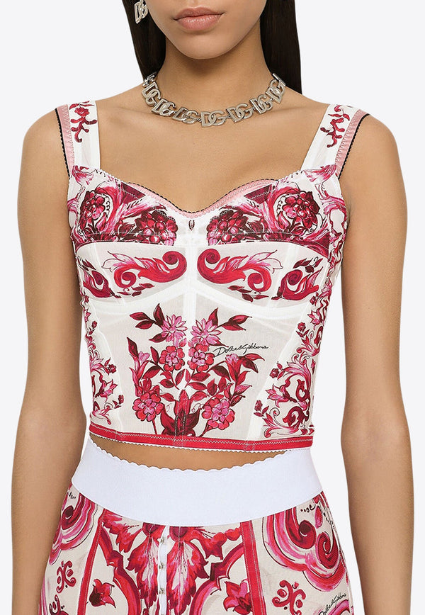 Majolica-Print Bustier Top