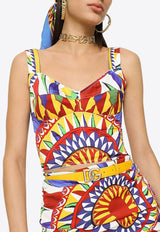 Carretto-Print Bustier Top