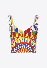 Carretto-Print Bustier Top