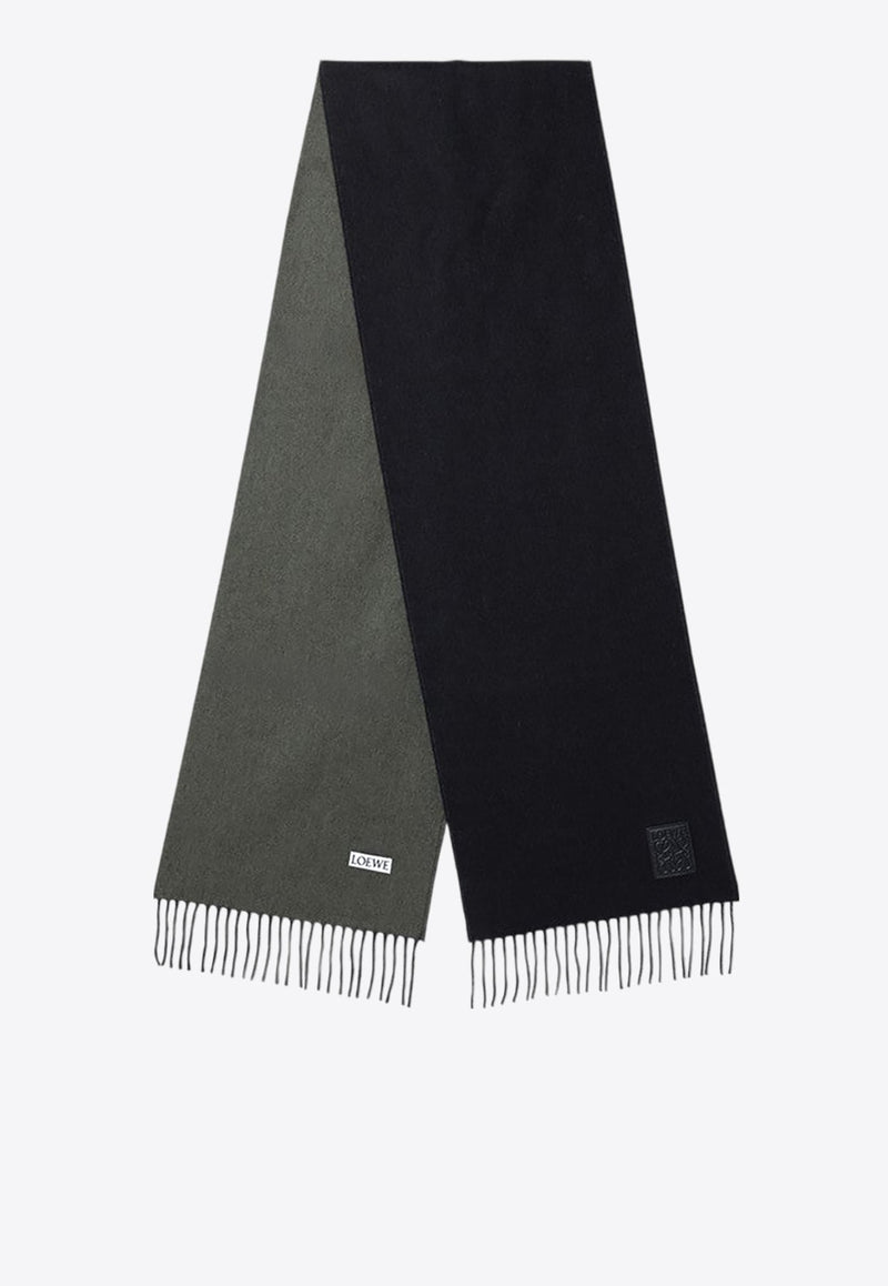 Anagram Patch Two-Tone Fringed Scarf