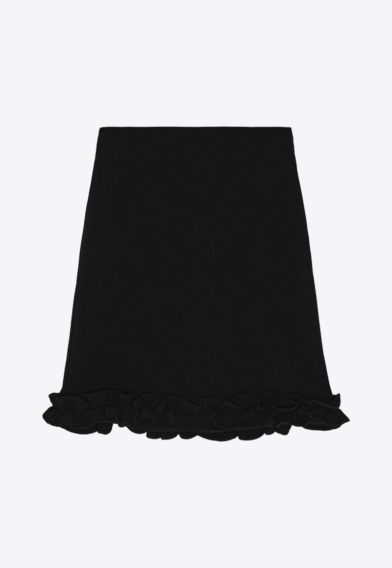 Bonded Crepe Ruffle Skirt