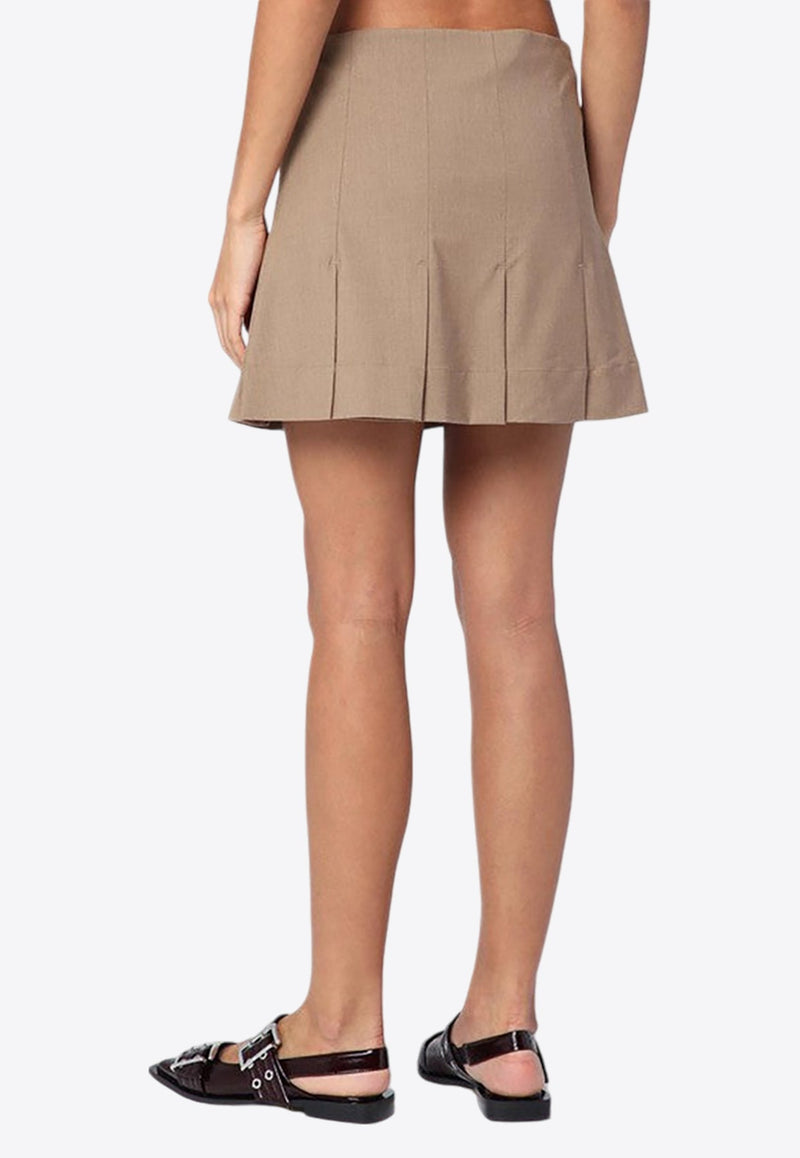 Embroidered Logo Pleated Mini Skirt