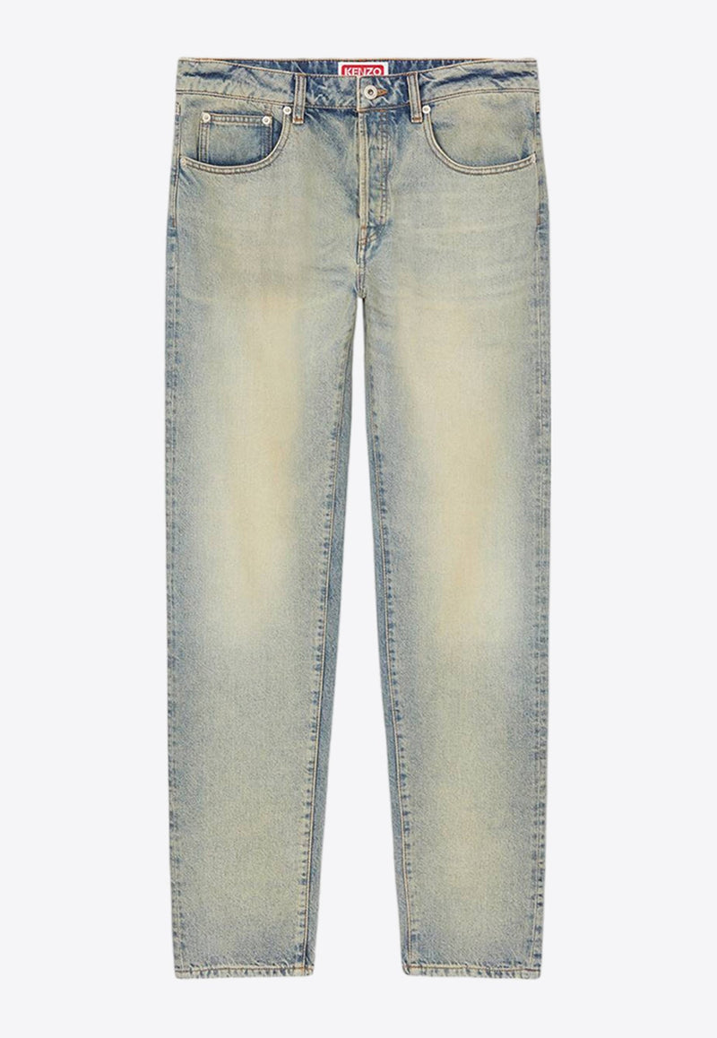 Washed Logo-Embroidered Slim Jeans