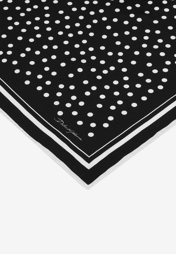 Polka-Dot Print Silk Scarf