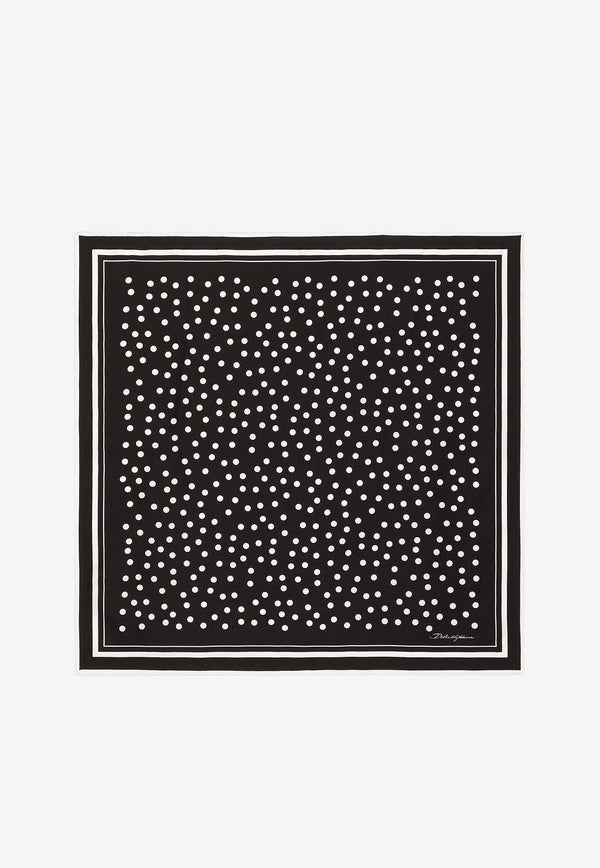 Polka-Dot Print Silk Scarf