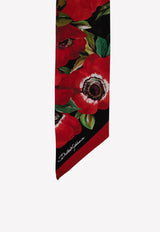 Floral Print Silk Twill Headscarf