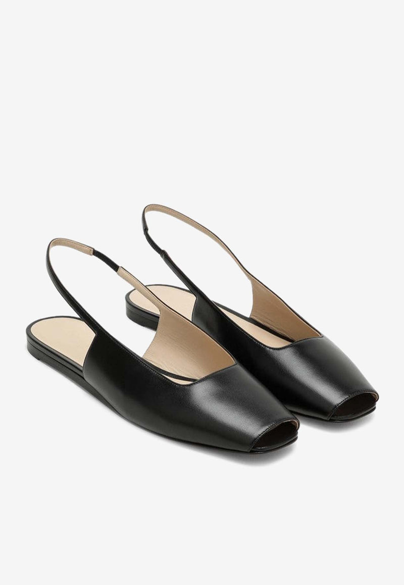 Slingback Flats in Smooth Leather