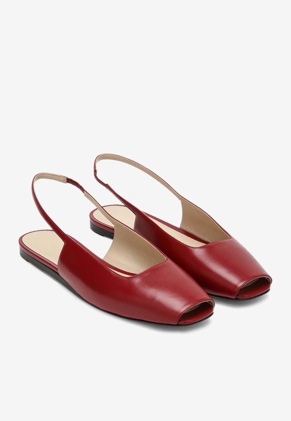 Slingback Flats in Smooth Leather