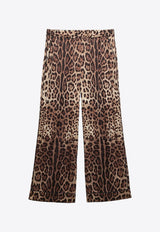Leopard-Print Satin Pajama Pants