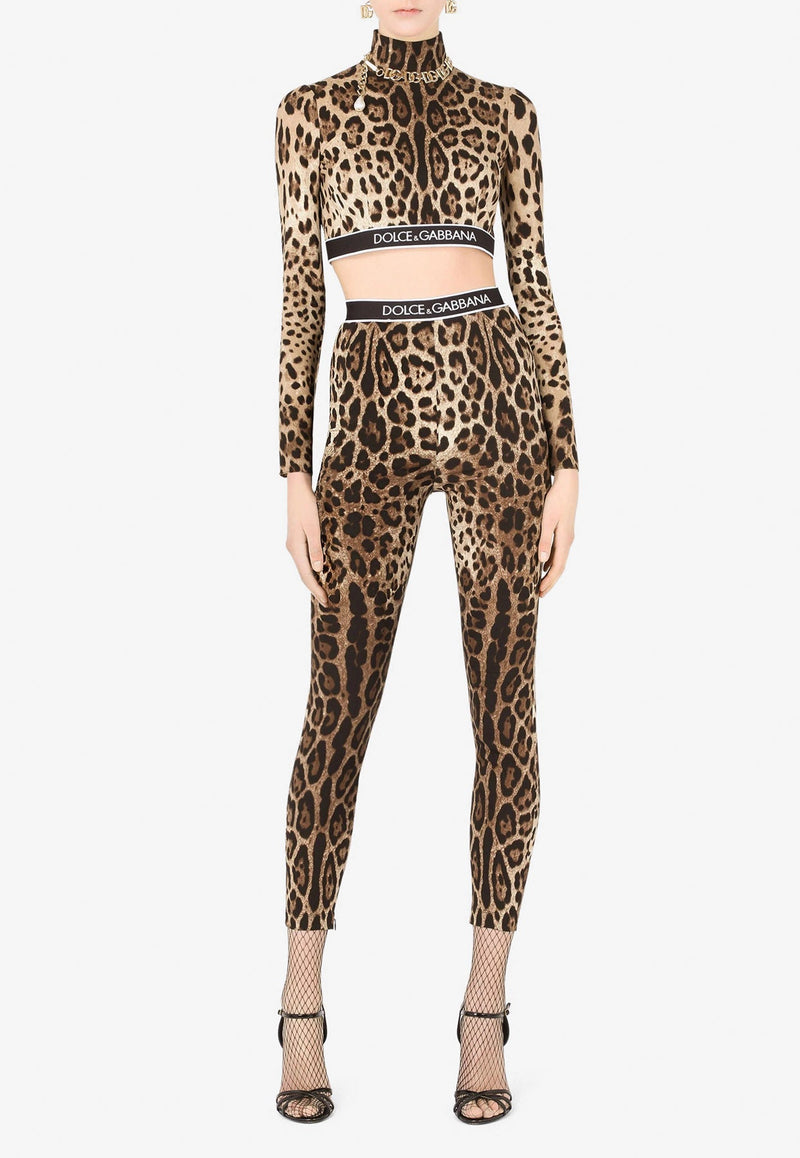 Leopard Print High-Waist Charmeuse Leggings