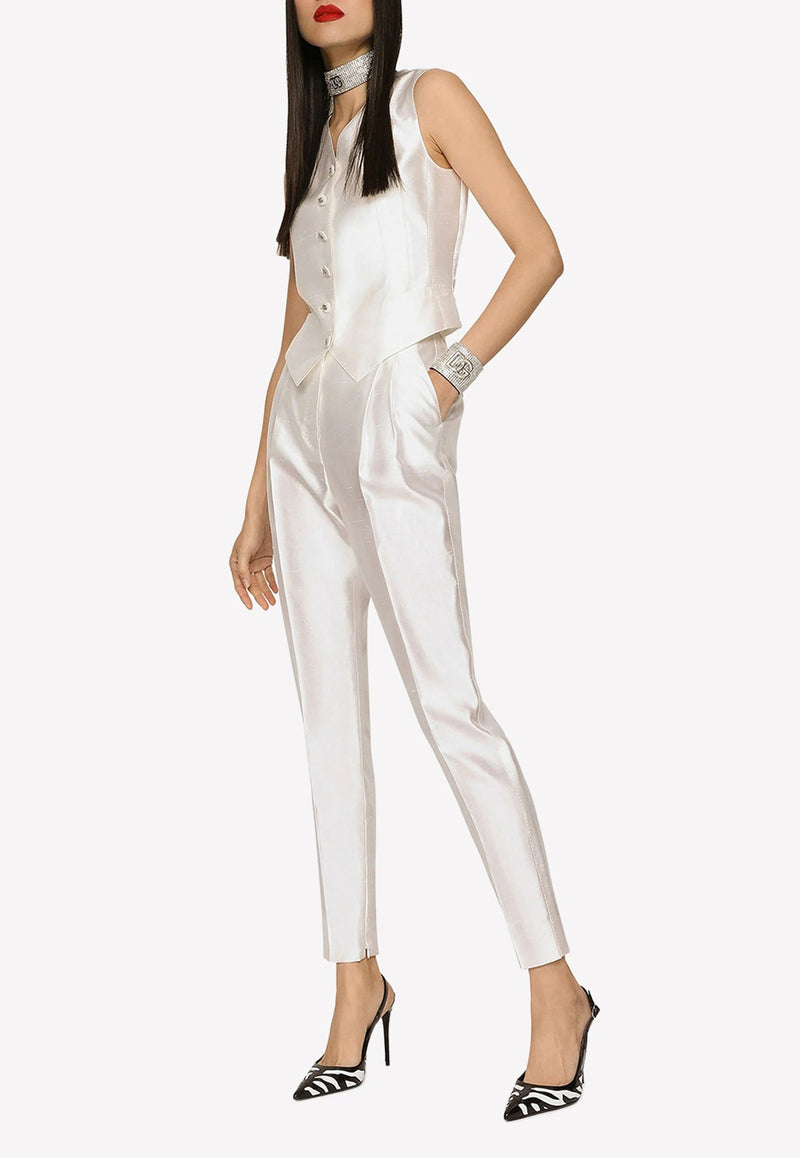 High-Waist Shantung Tailored Pants